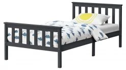 En.casa Holzbett Breda - Grau - Breite: 128 cm