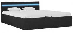 VidaXL Bettgestell - vidaXL Stauraumbett Hydraulisch mit LED Dunkelgrau Stoff 140×200 cm