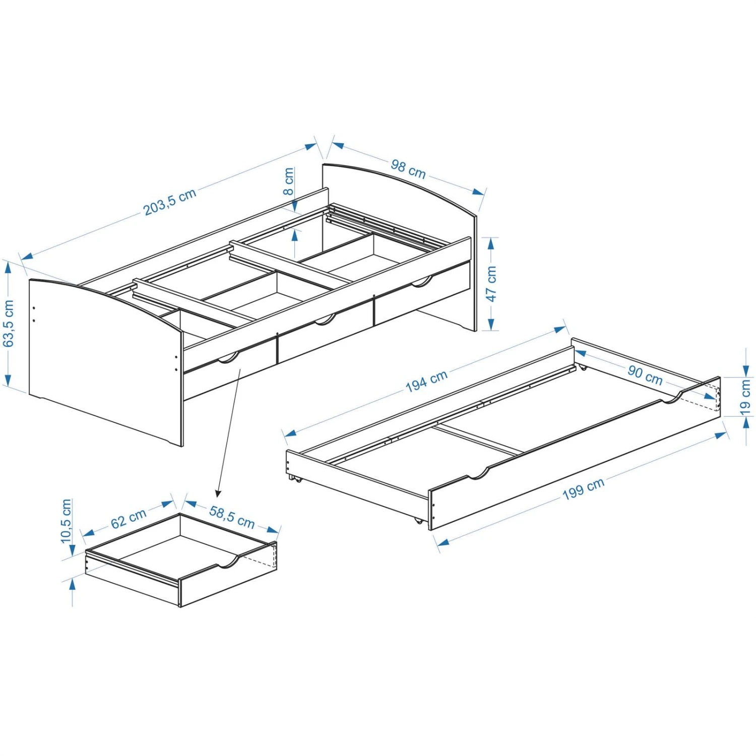 IDIMEX Kojenbett JULIA 90x200 cm 5 IDIMEX Kojenbett JULIA 90x200 cm – Bild 3