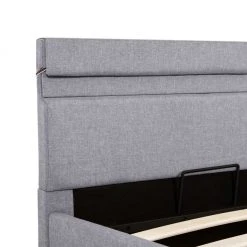 VidaXL Bettgestell - vidaXL Stauraumbett Hydraulisch mit LED Hellgrau Stoff 90×200 cm -Deutschland Betten Verkäufe 2022 0f51bfb635644f8fb866095c03fd915a