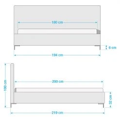 Studio Copenhagen Polsterbett Aralia I - Stoff Floreana: Beige - 180 x 200cm - 1 Bettkasten - T-Kufen -Deutschland Betten Verkäufe 2022 1000013088 220210 500 SKETCH DETAILS P000000001000013088 sketch