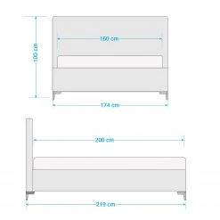 Fredriks Polsterbett Aralia I Echtleder - Echtleder Arik: Weiß - 160 x 200cm - 1 Bettkasten - T-Kufen -Deutschland Betten Verkäufe 2022 1000013170 210713 08431300016 SKETCH DETAILS P000000001000013170 sketch