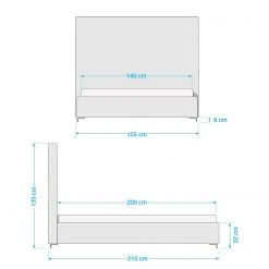 Fredriks Polsterbett Tilia I Kunstleder - Kunstleder Dag: Anthrazit - 140 x 200cm - T-Kufen -Deutschland Betten Verkäufe 2022 1000013417 210709 08480300005 SKETCH DETAILS P000000001000013417 sketch