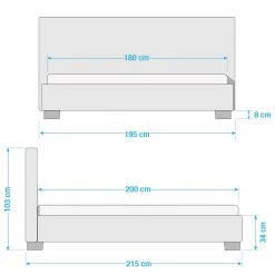 Fredriks Polsterbett Tilia II Echtleder - Echtleder Arik: Schwarz - 180 x 200cm - Eckig -Deutschland Betten Verkäufe 2022 1000013487 210713 09375400030 SKETCH DETAILS P000000001000013487 sketch
