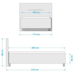 Loftscape Polsterbett Jonsberg Kunstleder - Weiß - 100 x 200cm -Deutschland Betten Verkäufe 2022 1000061548 210624 14523700006 SKETCH DETAILS P000000001000061548 sketch