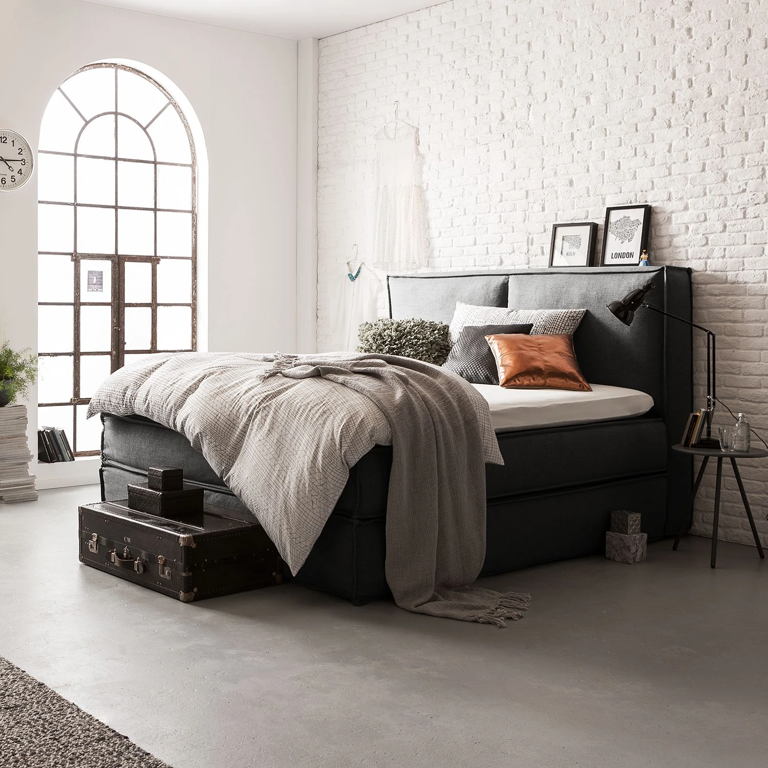 Boxspringbett Kinx - Stoff KINX: Anthrazit - 180 x 200cm - H2 - 130 cm 4 Boxspringbett Kinx - Stoff KINX: Anthrazit - 180 x 200cm - H2 - 130 cm – Bild 2