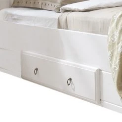 Maison Belfort Massivholz-Doppelbett Cenan - Kiefer Weiß gebeizt & lackiert / Laugenfarbig - 200 x 200cm -Deutschland Betten Verkäufe 2022 1000104243 211122 083202000088 DETAILS P000000001000104243