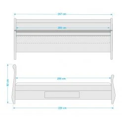 Maison Belfort Massivholz-Doppelbett Cenan - Kiefer Weiß gebeizt & lackiert / Laugenfarbig - 200 x 200cm -Deutschland Betten Verkäufe 2022 1000104243 211122 083202000512 SKETCH DETAILS P000000001000104243 sketch
