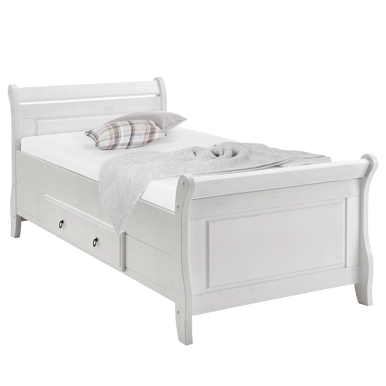 Maison Belfort Massivholz-Einzelbett Cenan - Kiefer Weiß - 100 x 200cm 3 Maison Belfort Massivholz-Einzelbett Cenan - Kiefer Weiß - 100 x 200cm