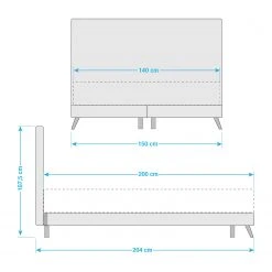 SmoodSpring Bett II - Webstoff / Eiche massiv - Lichtgrau - 140 x 200cm -Deutschland Betten Verkäufe 2022 1000120608 210701 064313000215 ICON DETAILS P000000001000120608 icon seal
