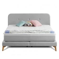 SmoodSpring Bett II - Webstoff / Eiche massiv - Lichtgrau - 140 x 200cm -Deutschland Betten Verkäufe 2022 1000120608 210701 06431500073 DETAILS P000000001000120608