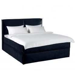 Boxspringbett Kinx - Samt Fraya: Marineblau - 180 x 200cm - H2 - 130 cm