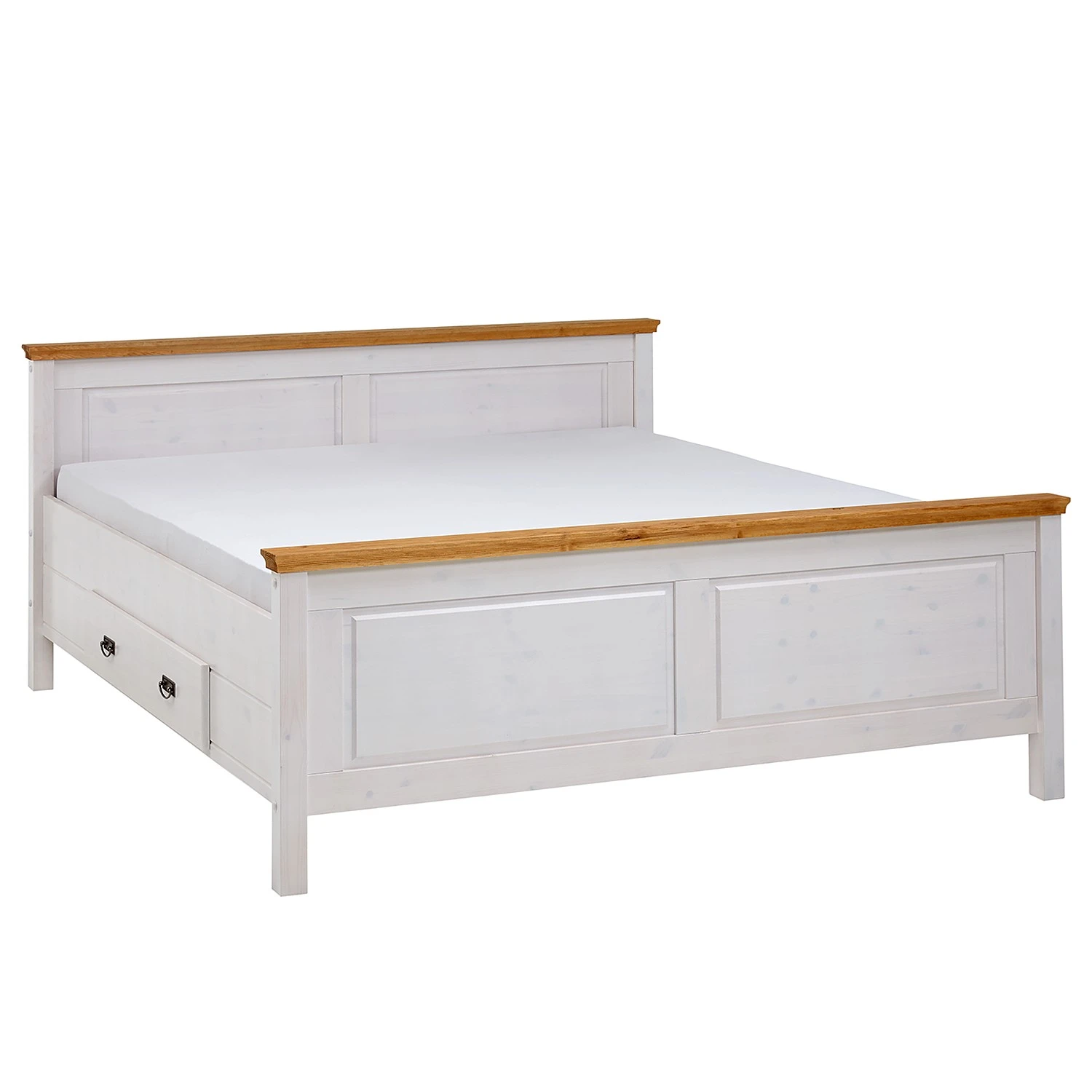 Maison Belfort Massivholzbett Bergen - Kiefer Weiß / Kiefer Laugenfarbig - 200 x 200cm 5 Maison Belfort Massivholzbett Bergen - Kiefer Weiß / Kiefer Laugenfarbig - 200 x 200cm – Bild 3