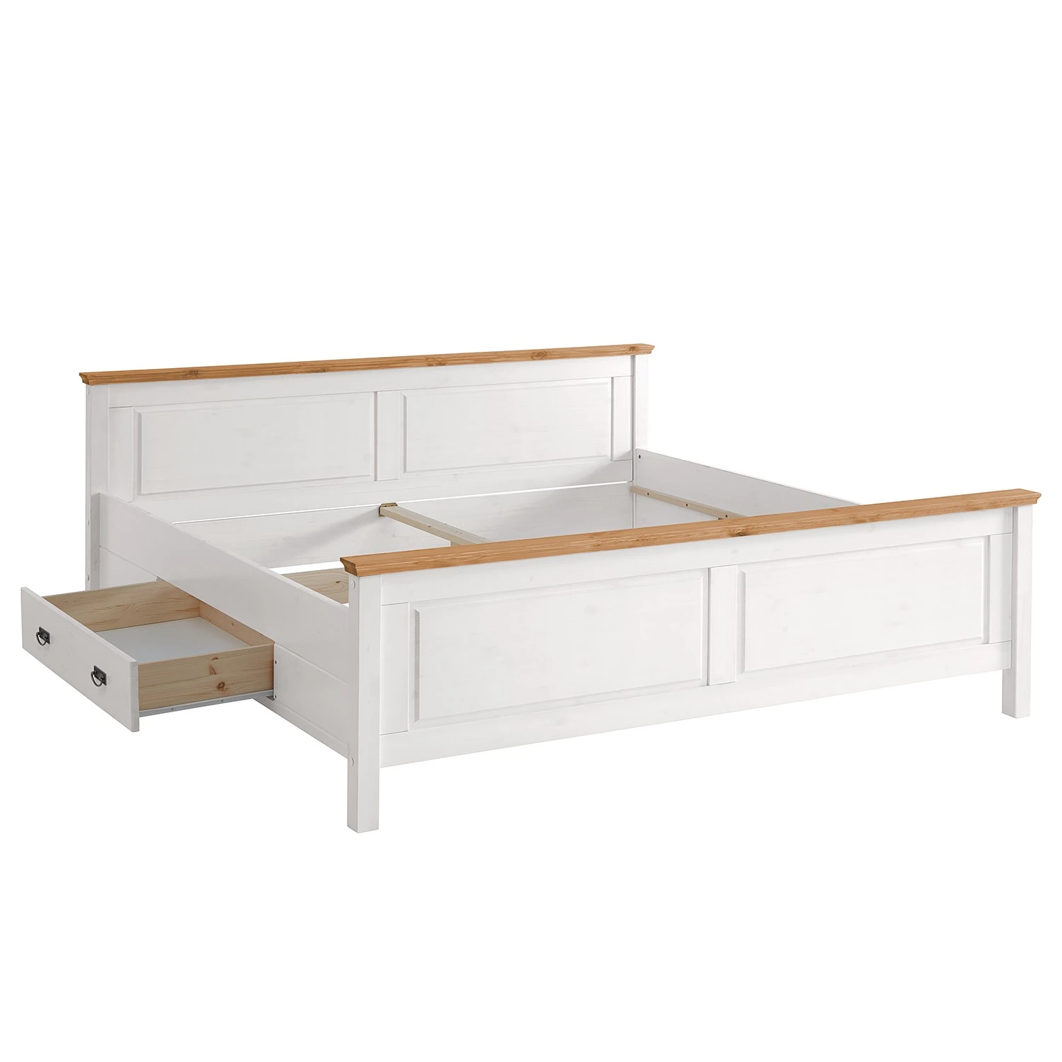 Maison Belfort Massivholzbett Bergen - Kiefer Weiß / Kiefer Laugenfarbig - 200 x 200cm 6 Maison Belfort Massivholzbett Bergen - Kiefer Weiß / Kiefer Laugenfarbig - 200 x 200cm – Bild 4