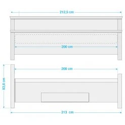 Maison Belfort Massivholzbett Bergen - Kiefer Weiß - 200 x 200cm -Deutschland Betten Verkäufe 2022 1000125643 211122 08324002669 SKETCH DETAILS P000000001000125643 sketch