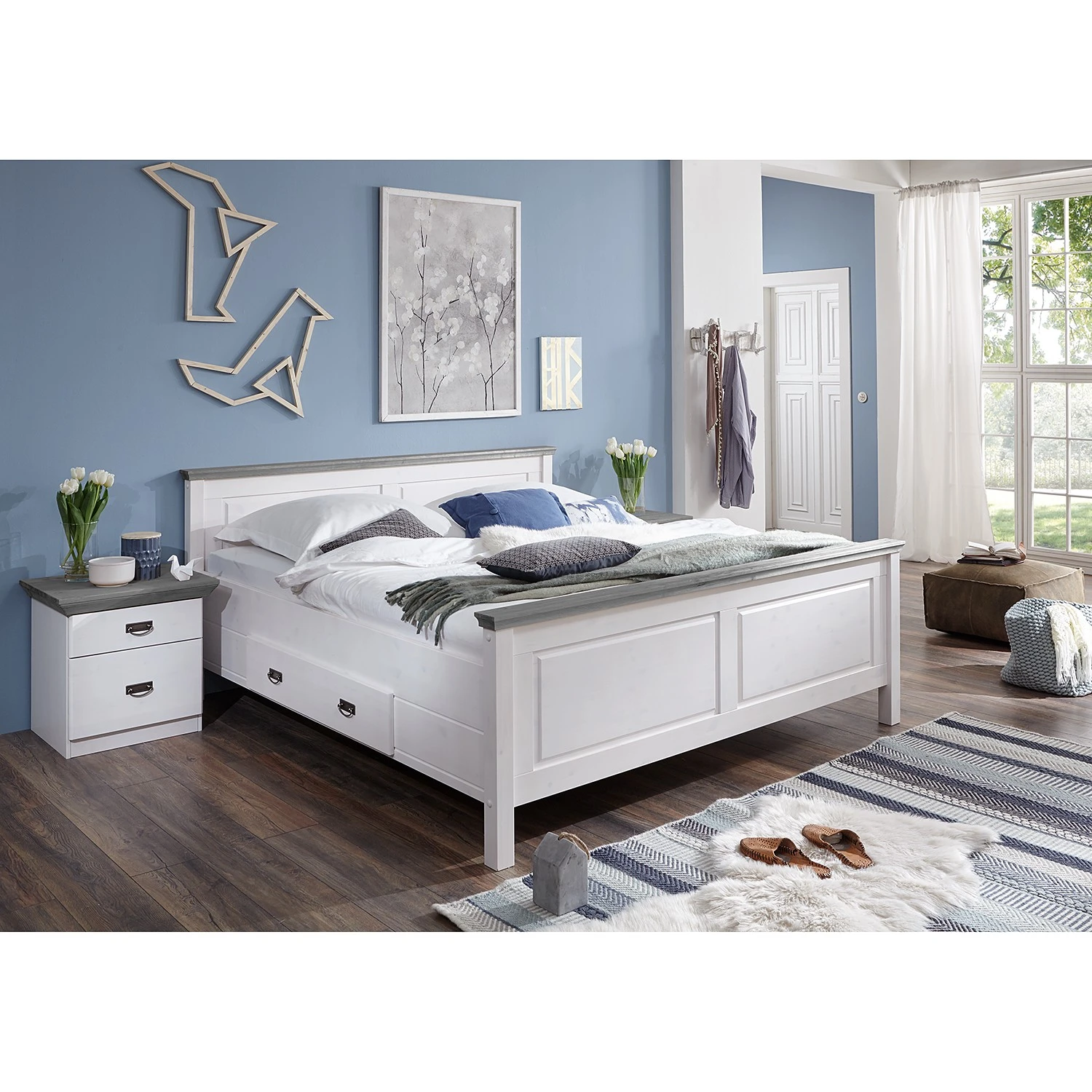 Maison Belfort Massivholzbett Bergen - Kiefer Weiß / Kiefer Grau - 140 x 200cm 4 Maison Belfort Massivholzbett Bergen - Kiefer Weiß / Kiefer Grau - 140 x 200cm – Bild 2