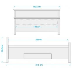 Maison Belfort Massivholzbett Bergen - Kiefer Weiß / Kiefer Grau - 140 x 200cm 21 Maison Belfort Massivholzbett Bergen - Kiefer Weiß / Kiefer Grau - 140 x 200cm -Deutschland Betten Verkäufe 2022 1000125646 211122 08324002692 SKETCH DETAILS P000000001000125646 sketch
