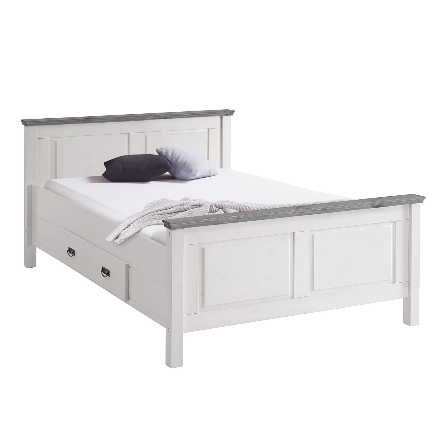 Maison Belfort Massivholzbett Bergen - Kiefer Weiß / Kiefer Grau - 140 x 200cm 3 Maison Belfort Massivholzbett Bergen - Kiefer Weiß / Kiefer Grau - 140 x 200cm