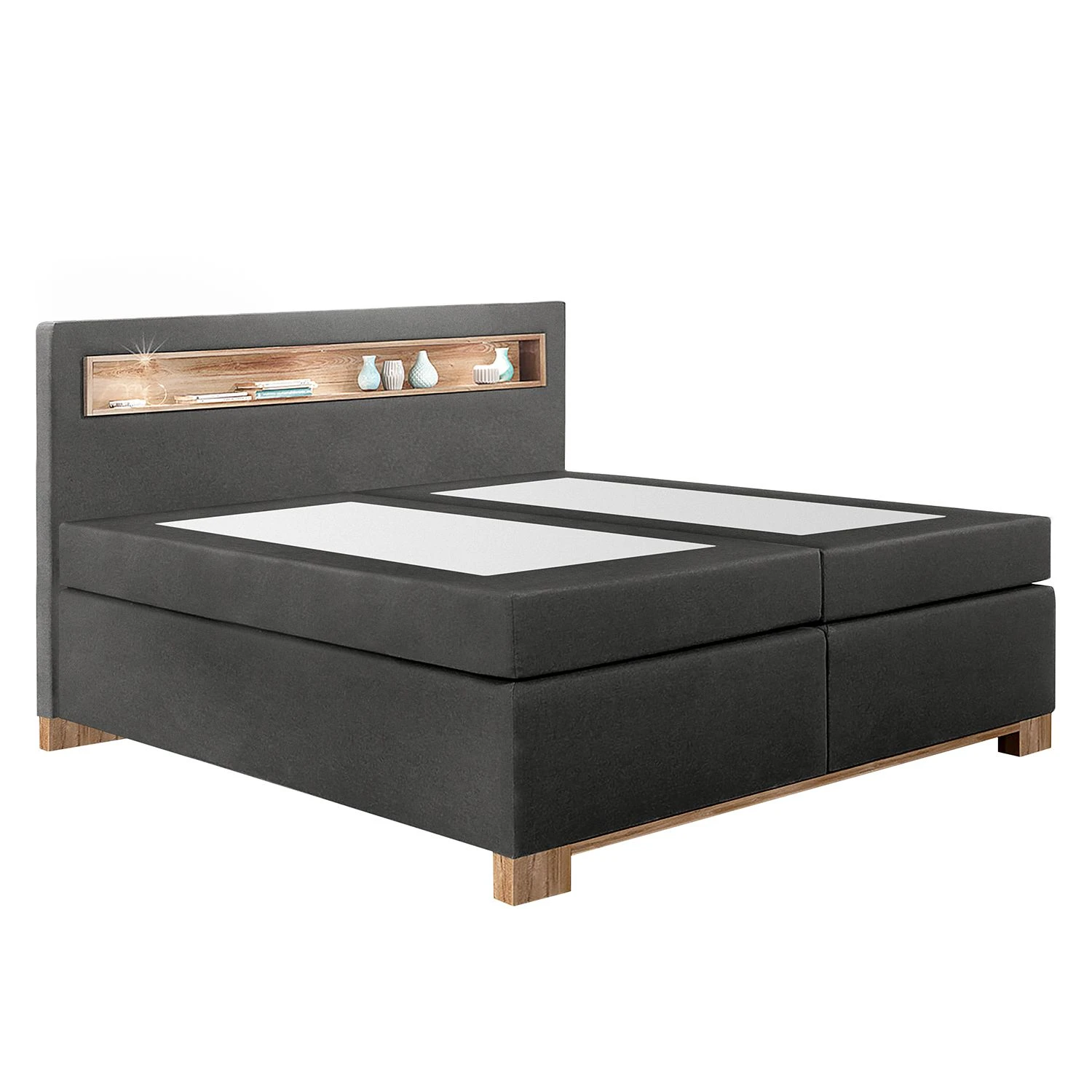 Wimex Boxspringbett Nevada - Webstoff - 180 x 200 cm - Anthrazit / Plankeneiche Dekor - Ohne Topper 3 Wimex Boxspringbett Nevada - Webstoff - 180 x 200 cm - Anthrazit / Plankeneiche Dekor - Ohne Topper