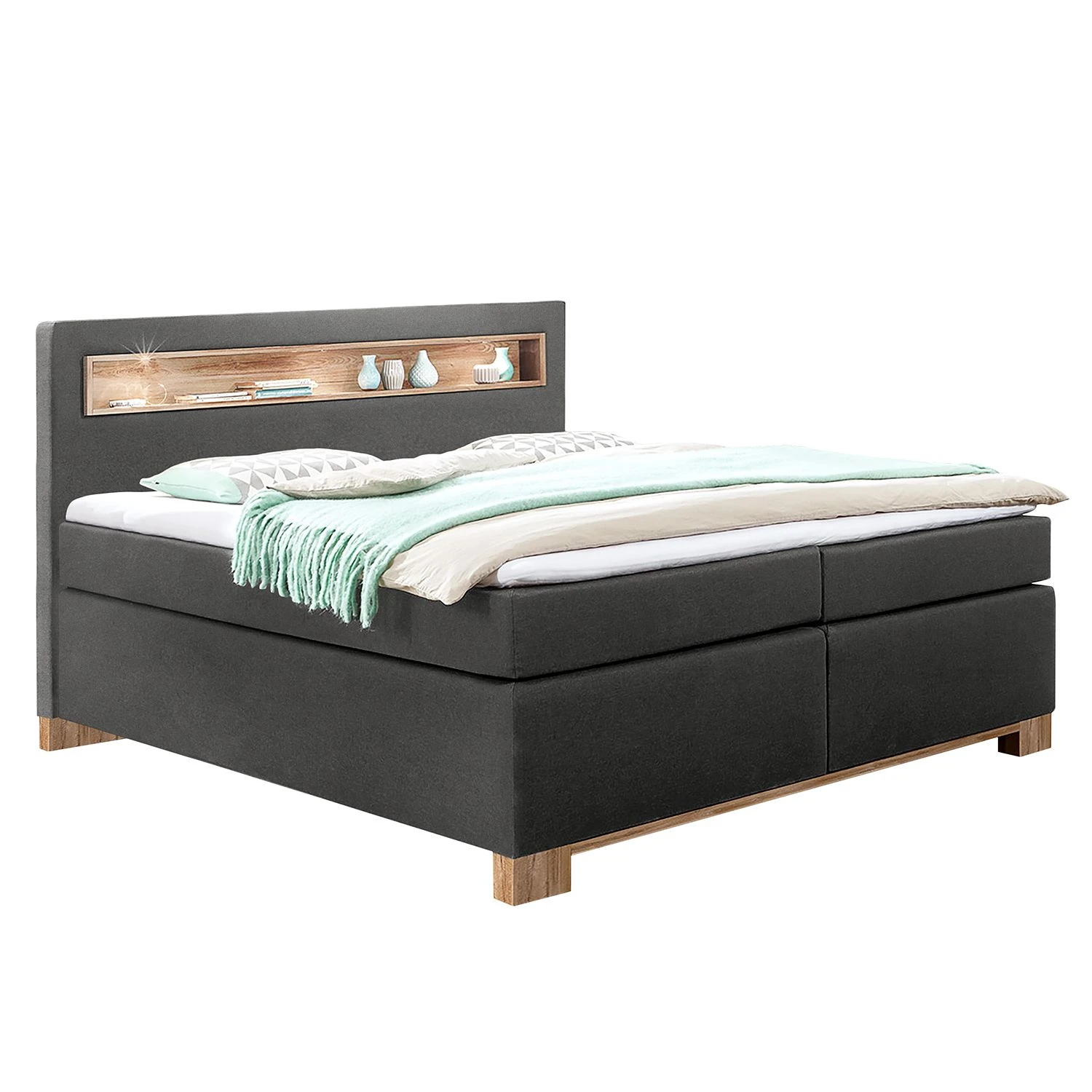 Wimex Boxspringbett Nevada - Webstoff - 180 x 200 cm - Anthrazit / Plankeneiche Dekor - Kaltschaumtopper 3 Wimex Boxspringbett Nevada - Webstoff - 180 x 200 cm - Anthrazit / Plankeneiche Dekor - Kaltschaumtopper