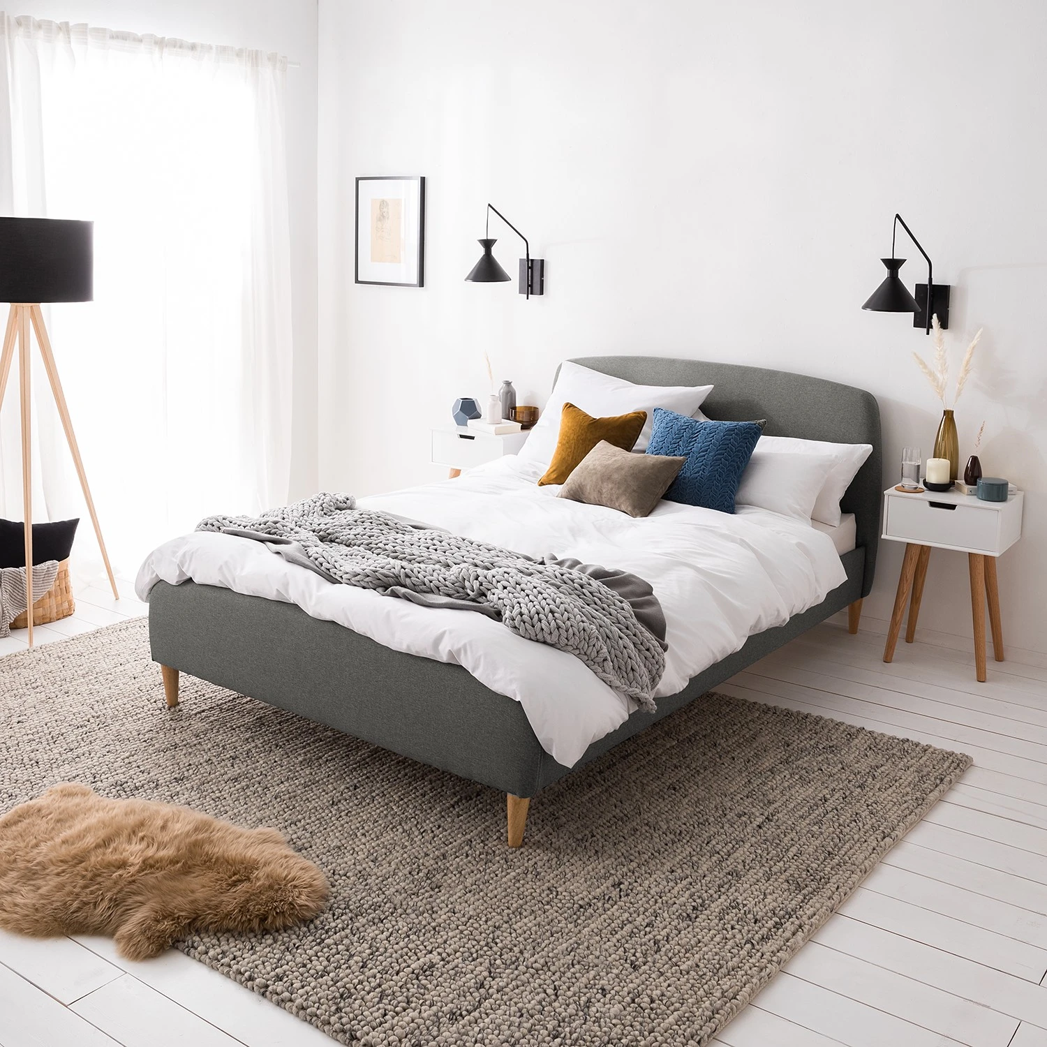 Mørteens Polsterbett Belmonte - Webstoff / Gummibaum massiv - Hellgrau 4 Mørteens Polsterbett Belmonte - Webstoff / Gummibaum massiv - Hellgrau – Bild 2