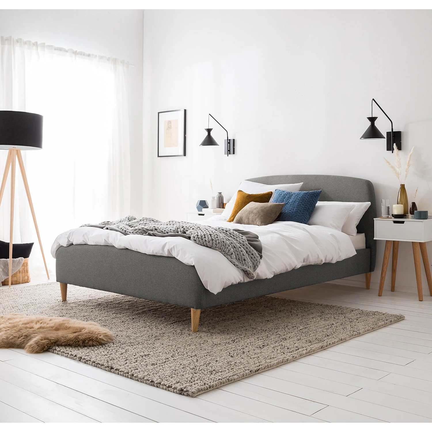 Mørteens Polsterbett Belmonte - Webstoff / Gummibaum massiv - Hellgrau 5 Mørteens Polsterbett Belmonte - Webstoff / Gummibaum massiv - Hellgrau – Bild 3