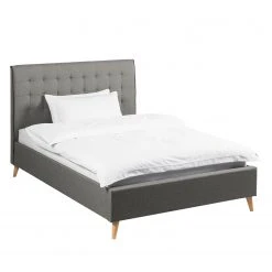 Mørteens Polsterbett Almonte - Webstoff / Gummibaum massiv - Hellgrau