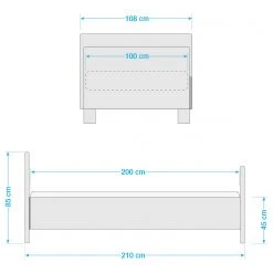 Wimex Bett Nadja - Weiß - 100 x 200cm -Deutschland Betten Verkäufe 2022 1000136816 210624 10455600007 SKETCH DETAILS P000000001000136816 sketch