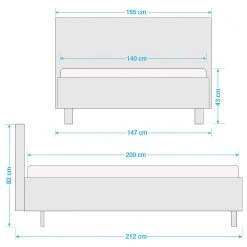 Bett SKØP X - Hellgrau / Anthrazit - 140 x 200cm -Deutschland Betten Verkäufe 2022 1000142628 220614 500 SKETCH DETAILS P000000001000142628 sketch