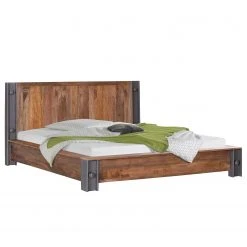 Red Living Massivholzbett Linx - Mango massiv - Mango / Stahl Dekor - 140 x 200cm