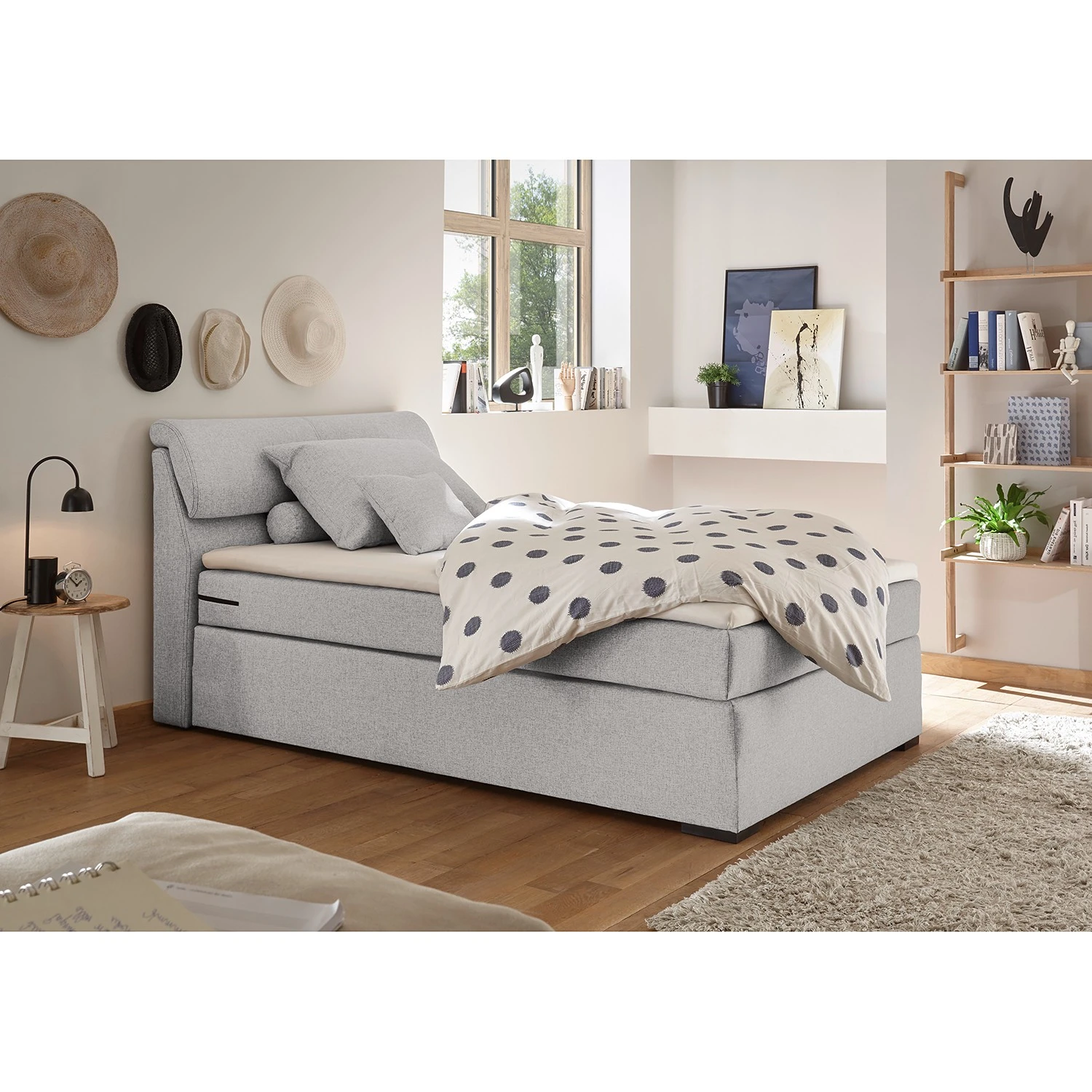 Loftscape Boxspringbett Kapaa - Boxspringbett inkl. Topper und Bettkasten, ohne Dekoration Bezug: Webstoff - Silber - 180 x 200cm 4 Loftscape Boxspringbett Kapaa - Boxspringbett inkl. Topper und Bettkasten, ohne Dekoration Bezug: Webstoff - Silber - 180 x 200cm – Bild 2