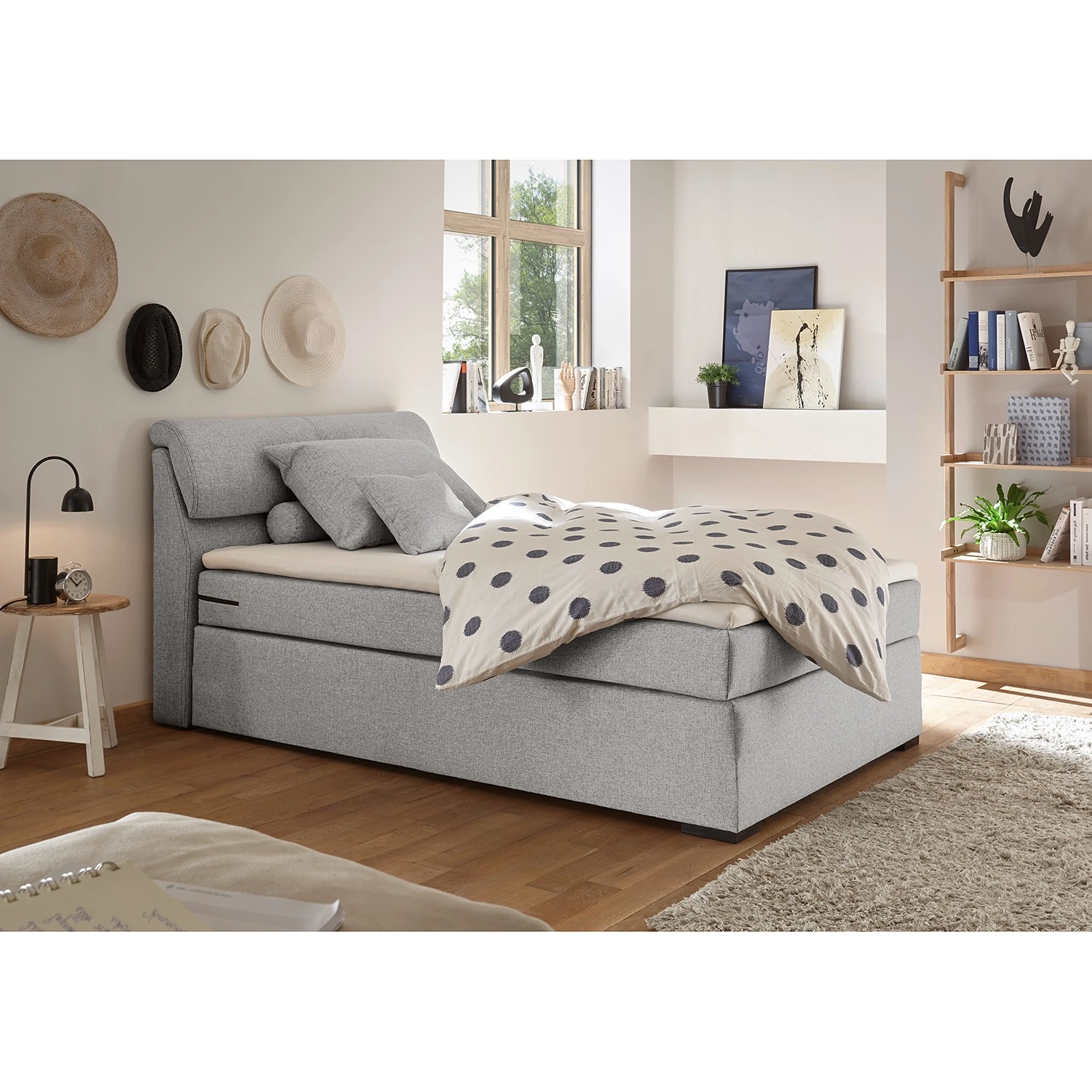 Loftscape Boxspringbett Kapaa - Boxspringbett inkl. Topper und Bettkasten, ohne Dekoration Bezug: Webstoff - Silber - 180 x 200cm 11 Loftscape Boxspringbett Kapaa - Boxspringbett inkl. Topper und Bettkasten, ohne Dekoration Bezug: Webstoff - Silber - 180 x 200cm – Bild 9