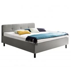 Meise.möbel Polsterbett Amelie - exkl. Lattenrost, Matratze & Dekoration - Hellgrau - 180 x 200cm - Schwarz