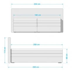 Loftscape Boxspringbett Bellmont - inkl. Motor, Kopf- und Fußverstellung - Alpinweiß / Anthrazit - 180 x 200cm -Deutschland Betten Verkäufe 2022 1000201826 200124 11322100062 SKETCH DETAILS P000000001000201826 sketch