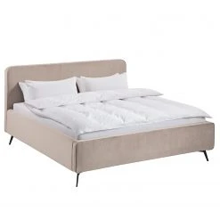 Mørteens Polsterbett Karelia II - Samt Ravi: Beige - 180 x 200cm - Ohne Stauraum