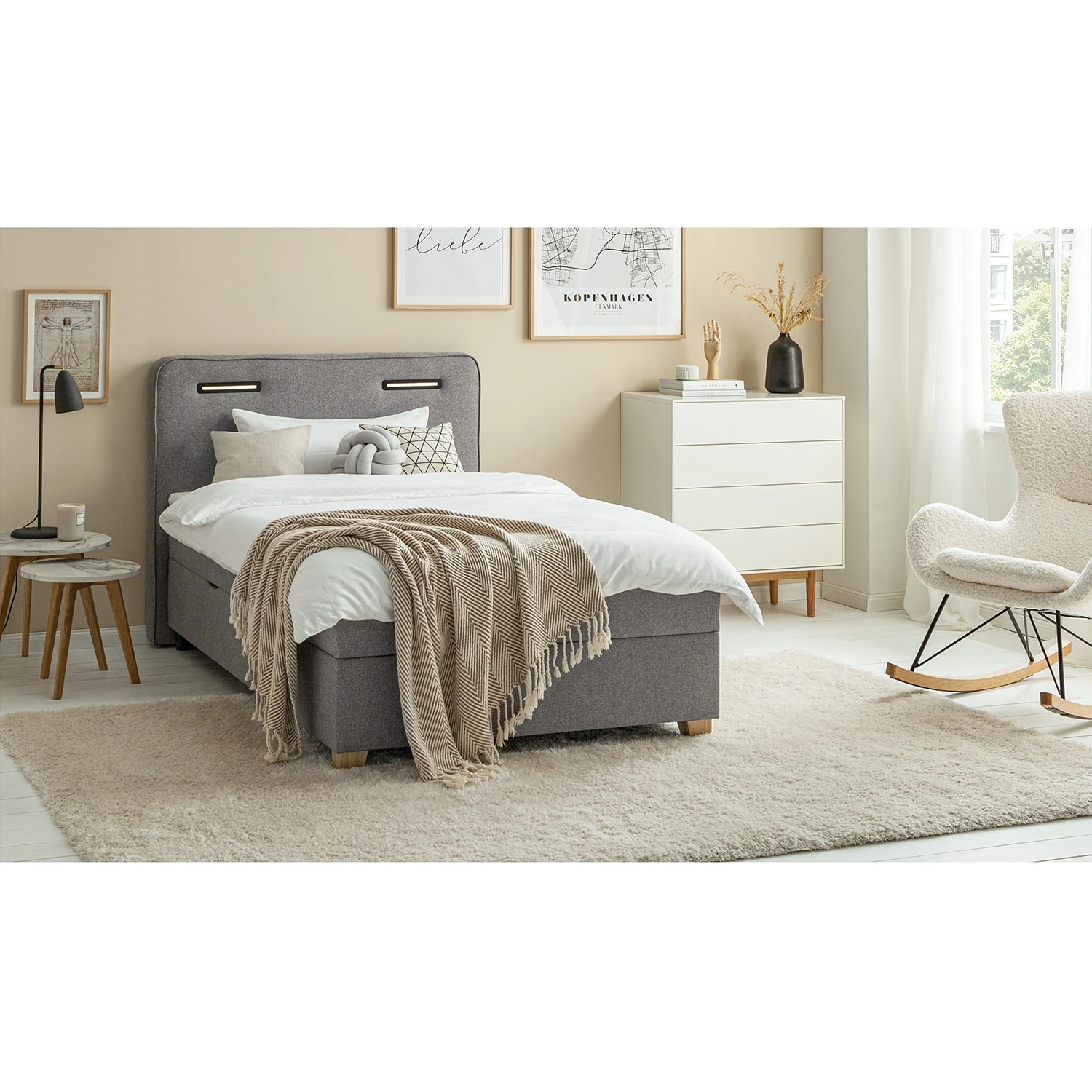 Ars Natura Boxspringbett Woodmore - inkl. Beleuchtung - Grau / Taupe - 120 x 200cm 4 Ars Natura Boxspringbett Woodmore - inkl. Beleuchtung - Grau / Taupe - 120 x 200cm – Bild 2