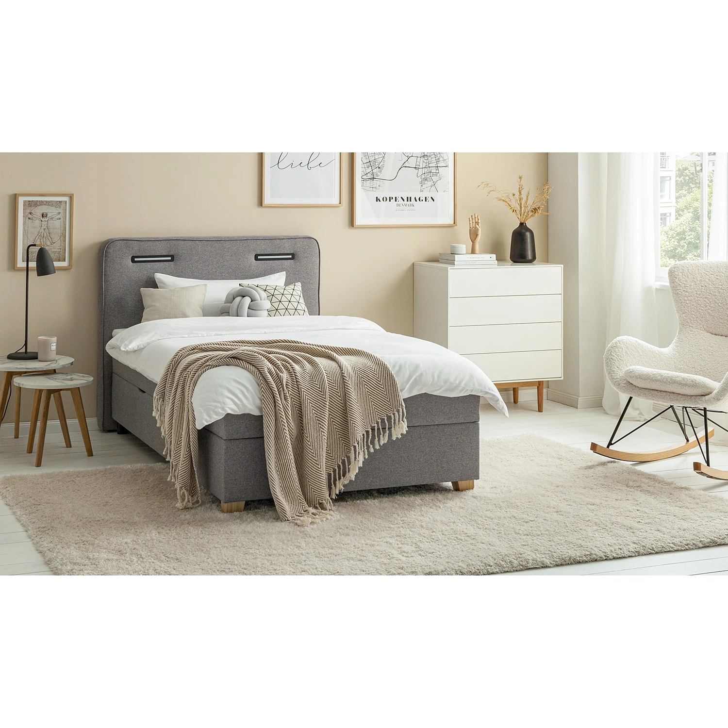 Ars Natura Boxspringbett Woodmore - inkl. Beleuchtung - Grau / Taupe - 120 x 200cm 5 Ars Natura Boxspringbett Woodmore - inkl. Beleuchtung - Grau / Taupe - 120 x 200cm – Bild 3