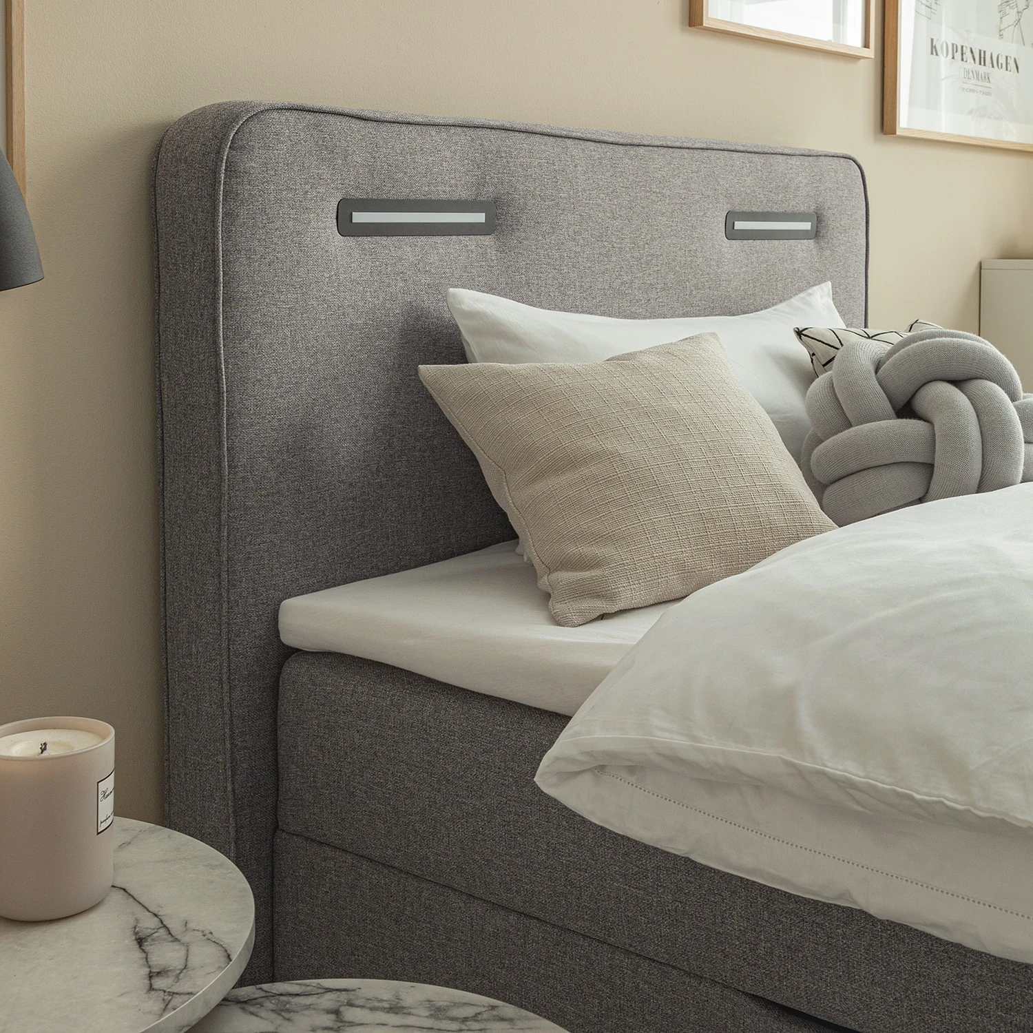 Ars Natura Boxspringbett Woodmore - inkl. Beleuchtung - Grau / Taupe - 120 x 200cm 14 Ars Natura Boxspringbett Woodmore - inkl. Beleuchtung - Grau / Taupe - 120 x 200cm – Bild 12