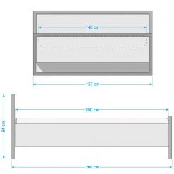 Ars manufacti Bett Marton - Eiche Stirling Dekor / Anthrazit - 140 x 200cm -Deutschland Betten Verkäufe 2022 1000211543 210720 09232200033 SKETCH DETAILS P000000001000211543 sketch