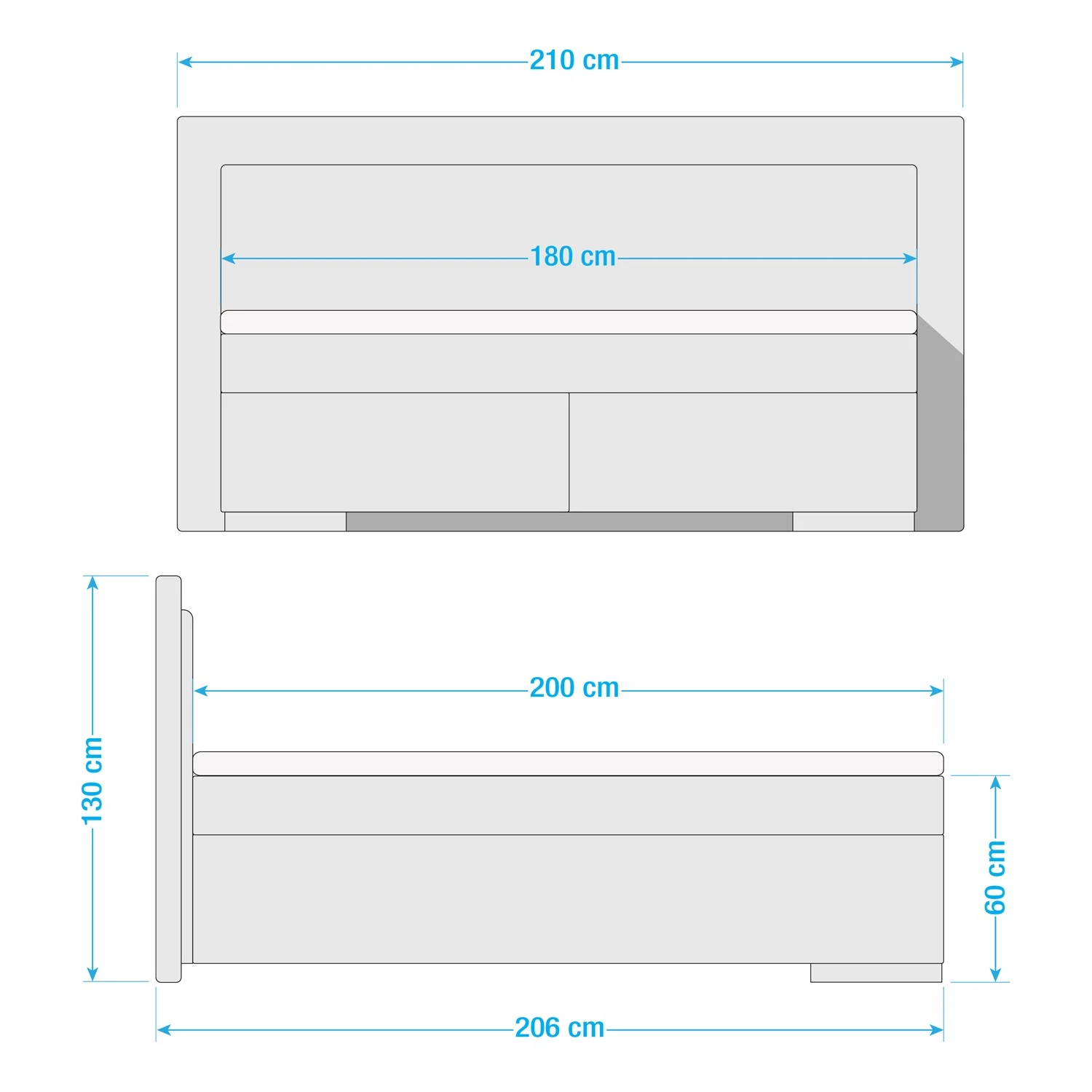 Naturoo Boxspringbett Marcel I - ohne Beleuchtung, Webstoff - Eiche, teilmassiv - Grau - 180 x 200cm - Doppelmatratze H2/H4 7 Naturoo Boxspringbett Marcel I - ohne Beleuchtung, Webstoff - Eiche, teilmassiv - Grau - 180 x 200cm - Doppelmatratze H2/H4 – Bild 5