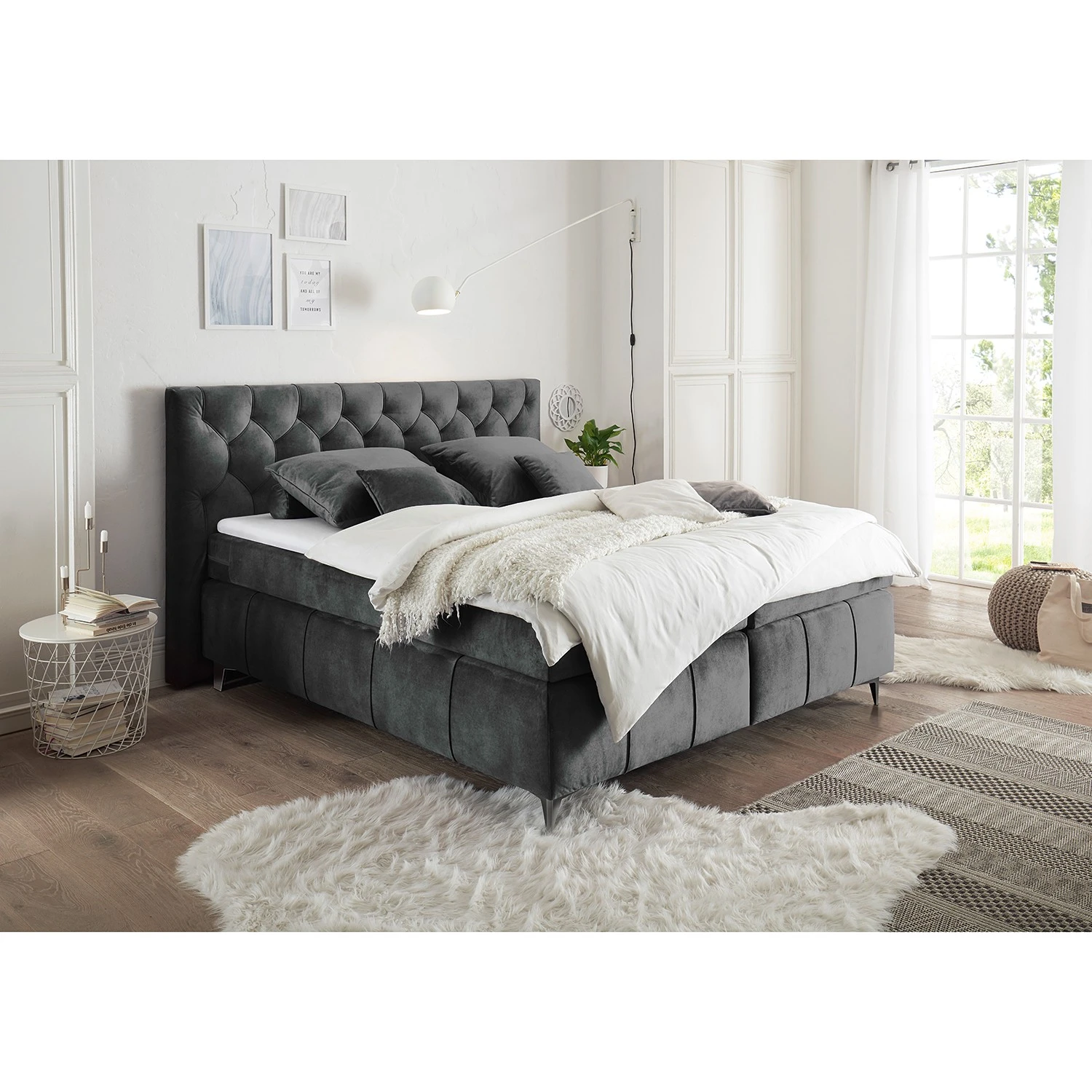 Loftscape Boxspringbett Palm Hill - Grau 4 Loftscape Boxspringbett Palm Hill - Grau – Bild 2