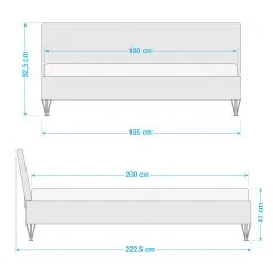 Meise.möbel Einzelbett Boston I - Anthrazit / Hellgrau - Breite: 185 cm - U-Form -Deutschland Betten Verkäufe 2022 1000224783 200921 11535100020 SKETCH DETAILS P000000001000224783 sketch