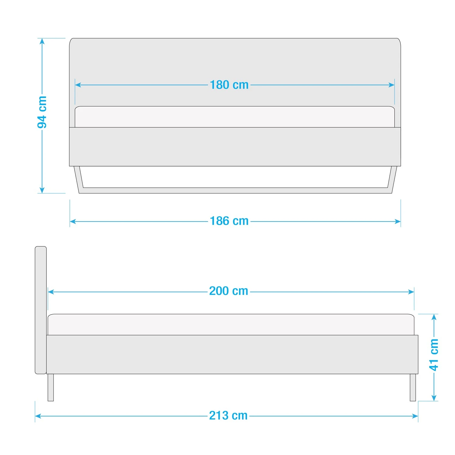 Meise.möbel Einzelbett Boston II - Anthrazit / Hellgrau - Breite: 186 cm - Kufen 16 Meise.möbel Einzelbett Boston II - Anthrazit / Hellgrau - Breite: 186 cm - Kufen – Bild 14