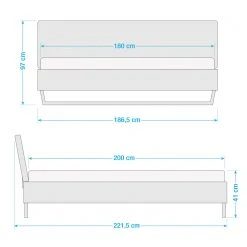Meise.möbel Einzelbett Boston III - Anthrazit / Hellgrau - Breite: 187 cm - Kufen -Deutschland Betten Verkäufe 2022 1000224818 200921 11543100055 SKETCH DETAILS P000000001000224818 sketch