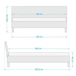 Meise.möbel Einzelbett Boston I - Anthrazit / Hellgrau - Breite: 185 cm - Eckig -Deutschland Betten Verkäufe 2022 1000224824 200921 11543800061 SKETCH DETAILS P000000001000224824 sketch
