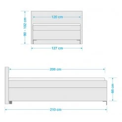 Loftscape Boxspringbett Dresher - Türkis - 120 x 200cm -Deutschland Betten Verkäufe 2022 1000226348 210720 10222100006 SKETCH DETAILS P000000001000226348 sketch