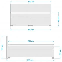 Loftscape Boxspringbett Saint Anne - Anthrazit - 180 x 200cm -Deutschland Betten Verkäufe 2022 1000229620 210721 08451400017 SKETCH DETAILS P000000001000229620 sketch