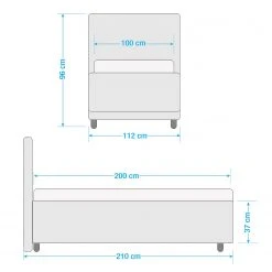 Loftscape Polsterbett Beechgrove - Hellgrau - 100 x 200cm -Deutschland Betten Verkäufe 2022 1000230549 210713 08432900274 SKETCH DETAILS P000000001000230549 sketch