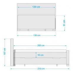 Loftscape Boxspringbett Susville - Hellgrau - 120 x 200cm -Deutschland Betten Verkäufe 2022 1000234037 201214 17034500186 SKETCH DETAILS P000000001000234037 sketch