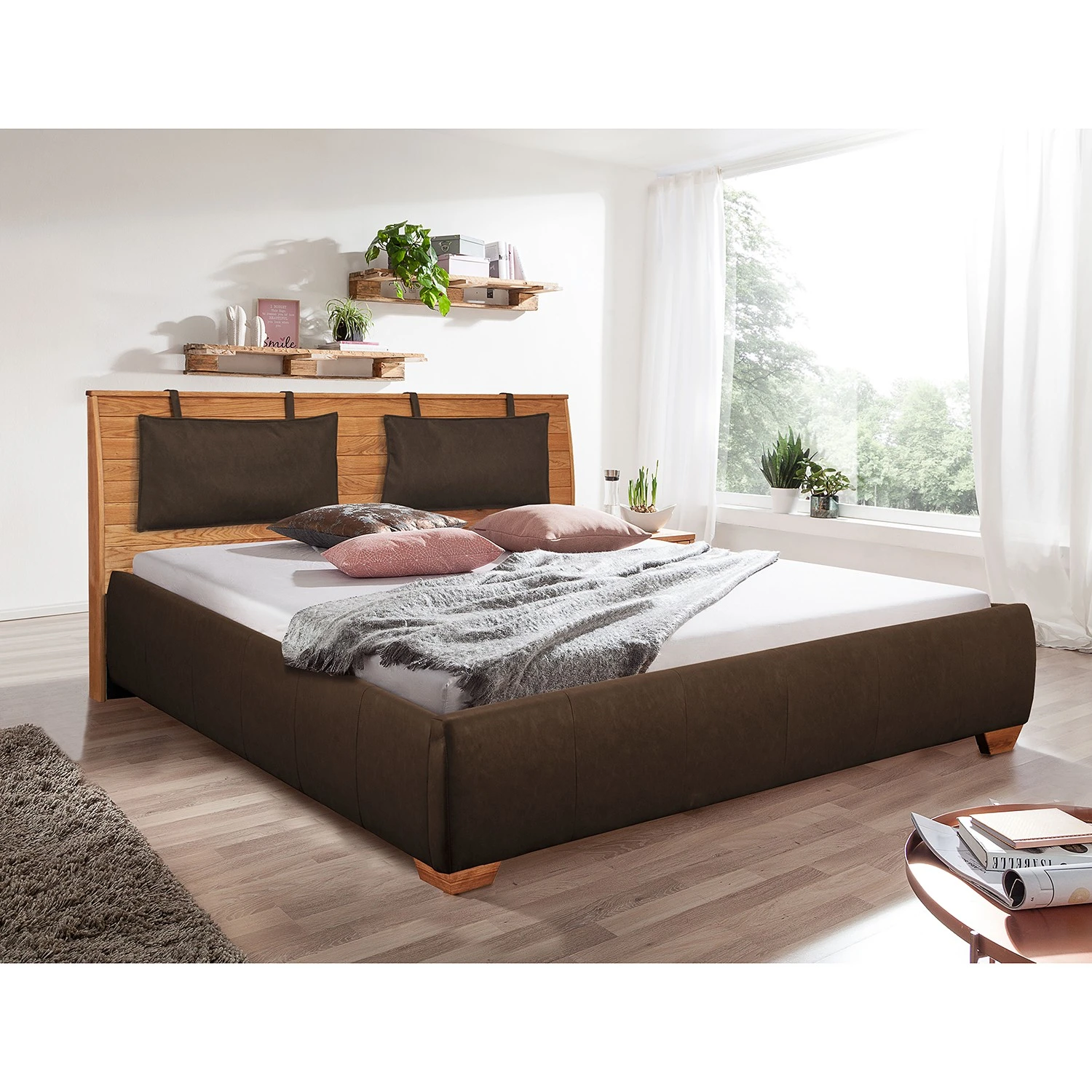 Loftscape Polsterbett Palu - Braun / Eiche - 140 x 200cm 4 Loftscape Polsterbett Palu - Braun / Eiche - 140 x 200cm – Bild 2